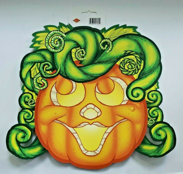 1990's Beistle Woman Jack-O-Lantern Die Cut Halloween Wall Hanging New