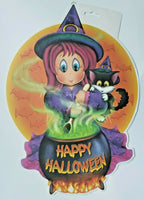 1990's Beistle Children's Witch Die Cut Halloween Wall Hanging Decoration