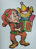 1985 Beistle Elf With Jack In The Box Die Cut Wall Hanging 14" x 11.5" New