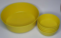 Vintage Rubbermaid Textured Yellow  Plastic Salad Bowl Set Great Shape