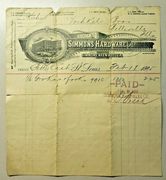 1895 Simmons Hardware Company Simmons Keen Kutter Letter Head PB7