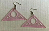 New from Vintage Mini Pink Ruler Stencil Charms Costume Jewelry T3