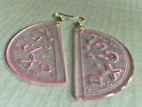 New from Vintage Mini Pink Protractor Charms Costume Jewelry C12
