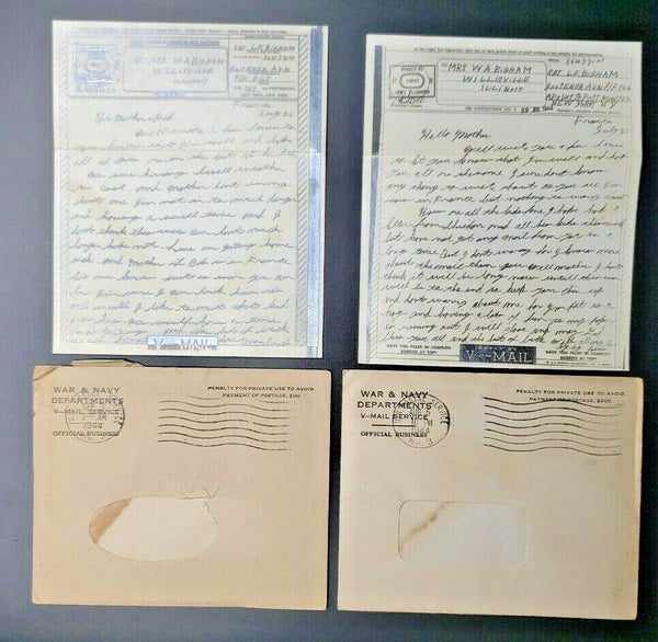 1944 War Navy Department V Mail Letters Navy Sgt Parents Willisville IL PB54-20