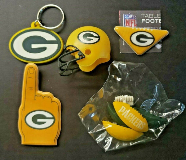 Green Bay Packers Football Vending Charms Lot of 5 Puzzle Helmet Key Chain 292
