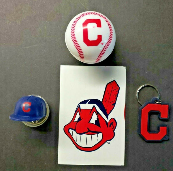 Cleveland Indians Vending Charms Lot of 4 Ball, Helmet, Key Chain Decal  295