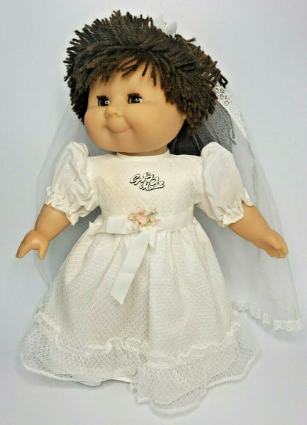 1980's Gotz Puppe Modell Doll 16" Yarn Brown Hair Brown Eyes Wedding Girl U32