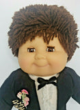 1980s Gotz Puppe Modell Doll 16" Yarn Brown Hair Doll Brown Eyes Tuxedo Rare U32