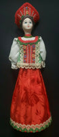 Vintage Russian Doll Braided Hair Porcelain Face Russia Handmade U33