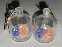 Vintage Mini Dice Charm Earrings Orange And Blue From New Old Stock C3