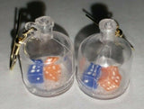 Vintage Mini Dice Charm Earrings Orange And Blue From New Old Stock C3
