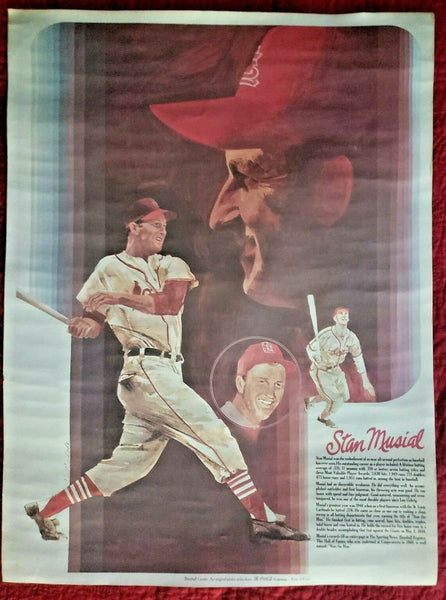 1970s St Louis Cardinals Stan Musial Coca Cola Coke Baseball Poster NOS 136