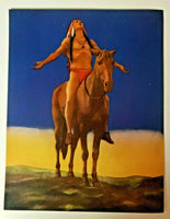 VTG 9x7 Art Lithograph Print Native American Indian Horse Desert Submission  B3
