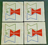 1950's Very RARE King of Beer Budweiser 6.5" Bar Napkins Lot of 4 NOS PB56