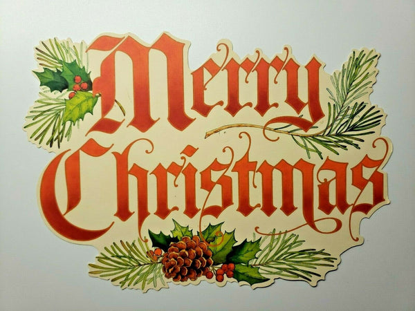 Vintage Ambassador Hallmark Cards Merry Christmas Holiday Die cut 12 x 8"