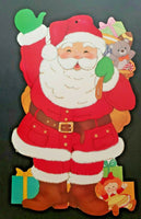 Vintage Christmas Die Cut Standing Jolly Santa  with Toys 19x12"