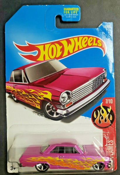 2016 Hot Wheels 1963 Chevy II Pink HW Flames #14 New HW13