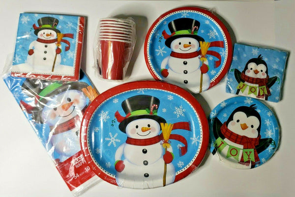 Christmas Party Plates Cups Table Cloth and Napkins 65 Pieces New Bundle