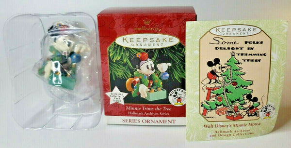 1999 Hallmark Keepsake Minnie Trims Tree Disney Mickey Mouse Ornament U119 4059