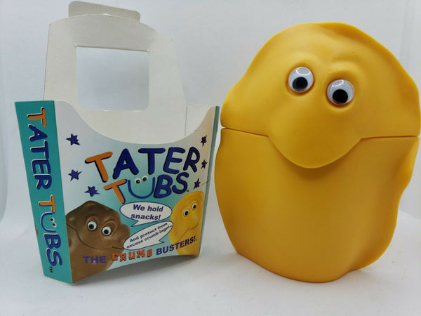 1999 Vtg Tater Tubs Yellow Potato Chip Snack Container Aronson