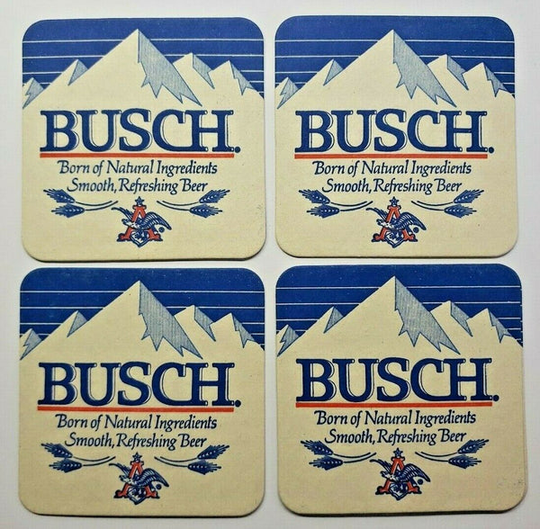 Vintage 1980's Busch Beer Glass Coasters 3.5" Anheuser Busch Lot of 4 NOS PB61