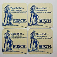 Vintage 1980's Busch Beer Glass Coasters 3.5" Anheuser Busch Lot of 4 NOS PB61