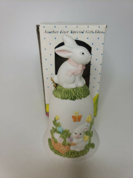 Vintage Great Western Trading Easter Baby Bunny Porcelain Bell New in Box U77/15