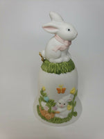 Vintage Great Western Trading Easter Baby Bunny Porcelain Bell New in Box U77/15