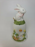 Vintage Great Western Trading Easter Baby Bunny Porcelain Bell New in Box U77/15