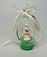 Vintage Hand Blown Glass Scene Inside Easter Bunnies New In Box U77/18