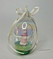 Vintage Hand Blown Glass Scene Inside Easter Bunnies New In Box U77/18