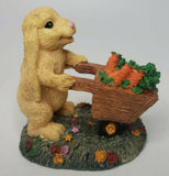 Vintage Great Western Trading Bunny Pushing Carrot Cart Easter Figurine U77/7