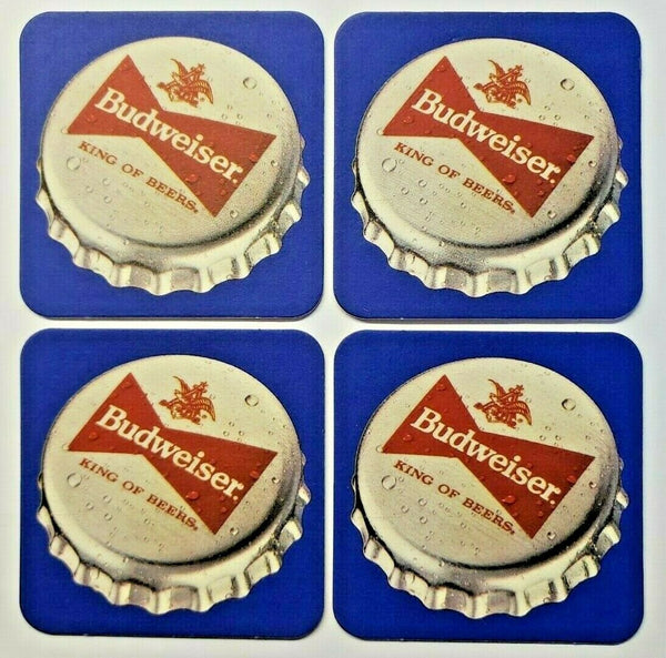 Vintage 1990's Budweiser King of Beers Coasters Cap 3.5" Lot of 4 NOS PB159