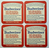 Vintage 1990's Budweiser King of Beers Coasters Cap 3.5" Lot of 4 NOS PB159