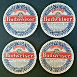 Vintage 1990's Budweiser King of Beers Coasters 4.25" Lot of 4 NOS PB159