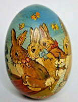 Vintage Ceramic Easter Egg Hand painted Artist Signed CU Painted Bunnies U78/12