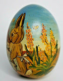 Vintage Ceramic Easter Egg Hand painted Artist Signed CU Painted Bunnies U78/12