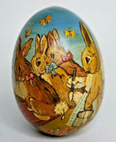 Vintage Ceramic Easter Egg Hand painted Artist Signed CU Painted Bunnies U78/12