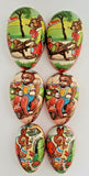 Vintage Paper Mache Nesting Easter 3 Eggs  Wagon Bunnies WesternGermany U78/11