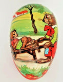 Vintage Paper Mache Nesting Easter 3 Eggs  Wagon Bunnies WesternGermany U78/11