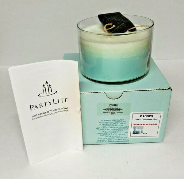 PartyLite 3-Wick Jar Candle 19.8 oz NIB Vanilla Mint Parfait  P1H/P18629