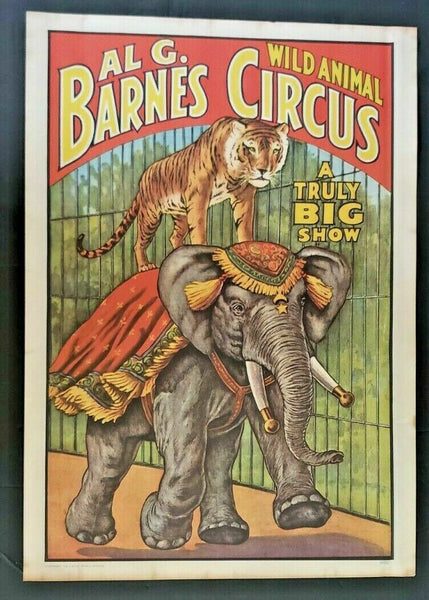 1960 Al G Barnes Circus World Museum Wild Animal Poster  Elephant Vintage WS