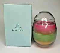 PartyLite Egg Glass Jar Candle Easter Egg Shape Strawberry Rhubarb P4E/G30272