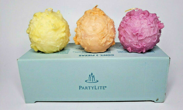 PartyLite 3 Round 2" Ball Sorbet Delight Candles New in Box P4H/Q21003