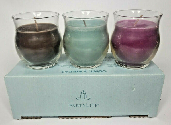 PartyLite 3 Mini Barrel Jar Candles NIB Coconut, Seaside, Peppercorn P6A/P95036