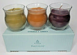 PartyLite 3 Mini Barrel Jar Candles NIB Pear, Apricot, Pomegranate P6A/P95001