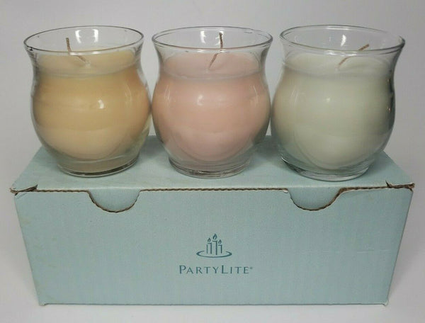 PartyLite 3 Mini Barrel Jar Candles NIB Ginger, Apricot, Cucumber P6A/P9578