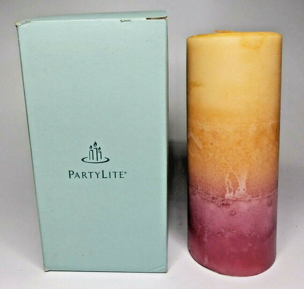 PartyLite Mottled Layered 3 x 7 Pillar Candle NIB Bird of Paradise P6C/M37400