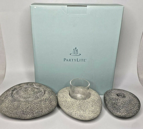 PartyLite Stackable Stones Multi-Candle Holders Retired NIB P12B&C/P9321