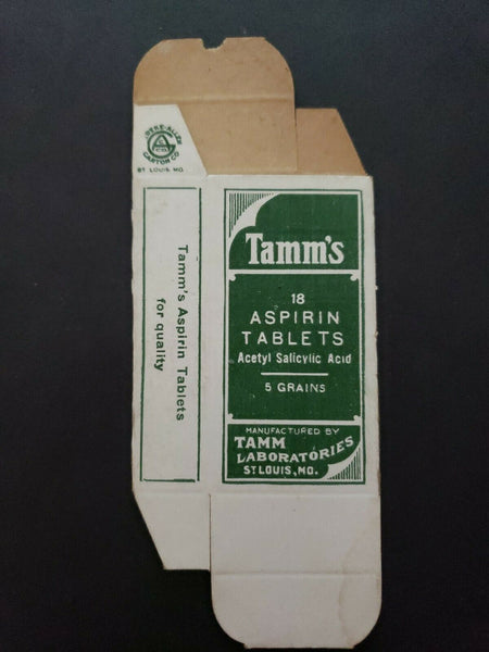 Vintage Tamms Labs Aspirin Tablet Medicine Box St Louis Mo NOS PB166